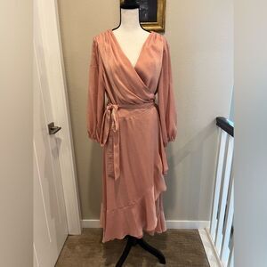 Elegant Pink Wrap Dress